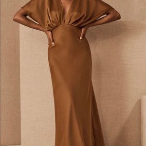 Leila Satin Maxi Dress; perfect bridesmaid dress copper rust